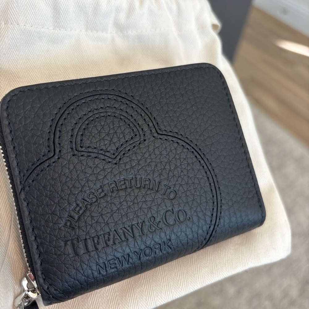 Tiffany & Co. Black Textured Leather Card Holder